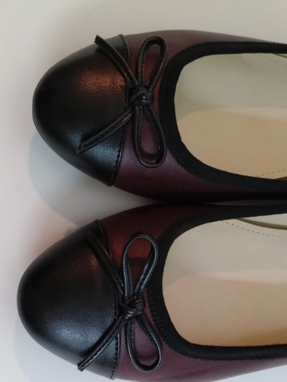 Nine West Purple Leather Ballerina Flats with Black Cap Toe, 8.5M - Picture 5 of 9